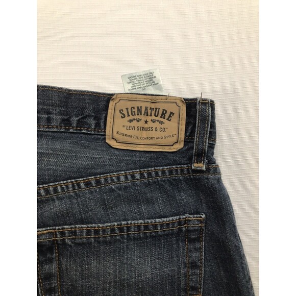 Signature Levis Strauss Jeans Mens 32x30 Blue Dark Wash Cotton Stretch Slim Fit - Picture 9 of 9